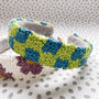 Green And Blue Chequered Girl's Headband, thumbnail 1 of 3