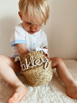 Personalised Seagrass Nursery Storage Basket, 2 of 9