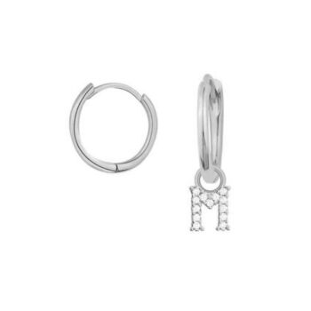 Initial Cubic Zirconia Charm Hoops, 5 of 8