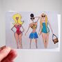 Girls On Beach Summer Fashion Birthday Card, thumbnail 2 of 5