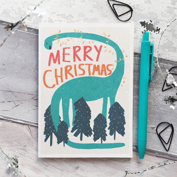 Dinosaur Christmas Card For Kids, 3 of 6