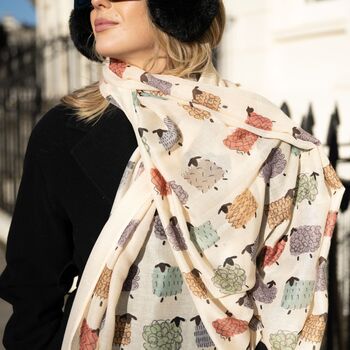 Colourful Sheep Print Scarf In Personalised Gift Box, 7 of 8