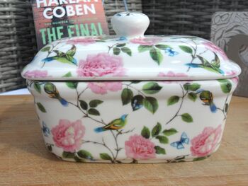 Lidded Butterdish In Exotic Bird Of Paradise Design, 2 of 12