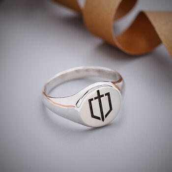 Custom Engraved Solid Silver Signet Ring, 10 of 12