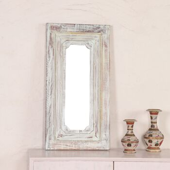 Rectangular Mirror Reclaimed Wood Teal Green, 3 of 9