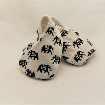 Eco Baby Shoes In Elephant Print Fabric, 4 of 12
