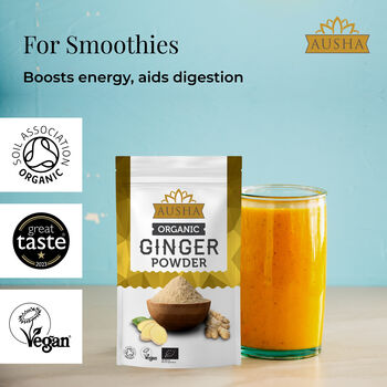 Ausha Organic Ginger Powder 500g For Cooking Digestion UK Certified Organic By Soil Association Great Taste Award 2023, 2 of 12