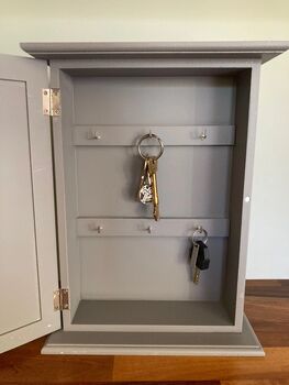 Grey Wooden Key Box Cabinet Wall Mounted Freestanding, 8 of 11