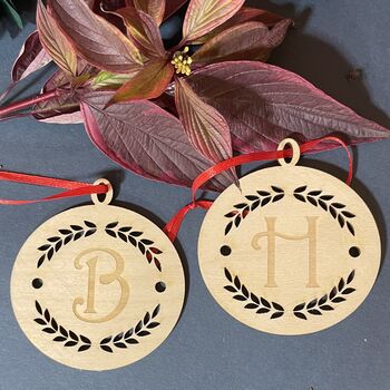 Initial Letter Wreath Tree Decoration, 2 of 9
