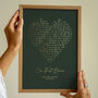 Heart Shape Song Lyrics, Personalised Metallic Gold Print, thumbnail 5 of 9