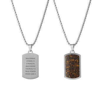 Personalised Men's Tiger's Eye Dog Tag Necklace, 7 of 8