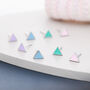 Sterling Silver Turquoise Blue Triangle Stud Earrings, thumbnail 7 of 12