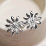 Sterling Silver Polished Daisy Stud Earrings, thumbnail 4 of 8