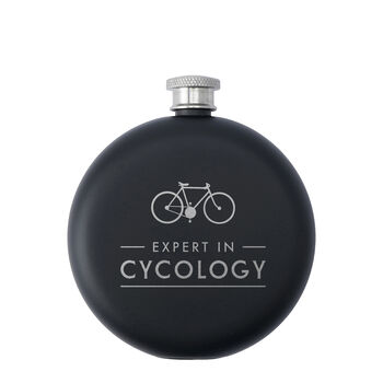 Dapper Chap 'Expert In Cycology' Black 6oz Hip Flask, 2 of 4