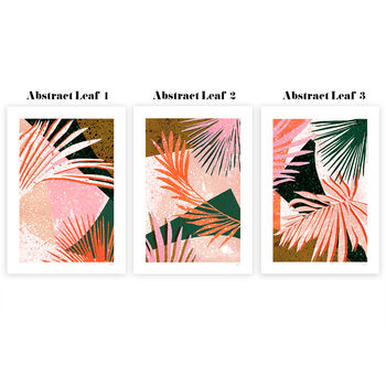 Terrazzo Colourful Leaf Print Set Of Three, 6 of 10