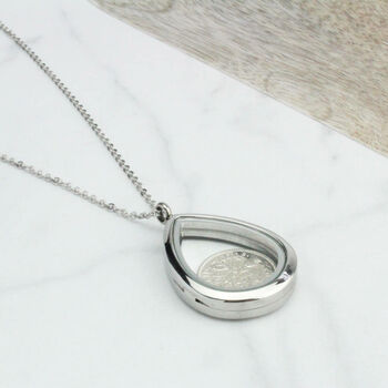 1962 60th Birthday Sixpence Teardrop Necklace, 6 of 10