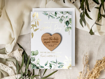 Save The Date Magnet With A Botanical Gold Foil Card, 4 of 9