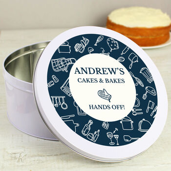 Personalised Navy Kitchen Design Cake Tin, 2 of 5