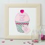 Personalised Cupcake Embroidered Framed Artwork, thumbnail 2 of 8