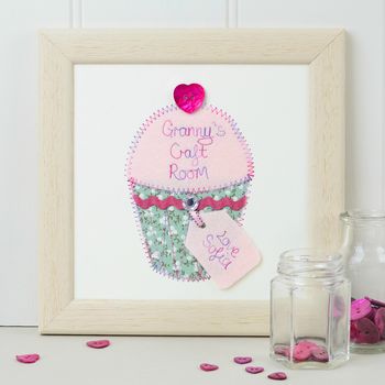 Personalised Cupcake Embroidered Framed Artwork, 2 of 8