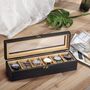 Six Slots Watch Box Case Organizer With Glass Lid, thumbnail 2 of 11