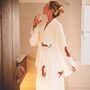 Long Organic Cotton Robe: White With Cheetah, thumbnail 1 of 4