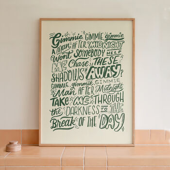 Gimme Gimmie Gimmie, Abba Lyrics Print, Disco Print, 8 of 9