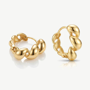 Gold Twisted Small Hoop Earrings, 2 of 3