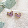 Purple Polymer Clay Heart Studs, thumbnail 3 of 5