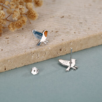Sterling Silver Robin Stud Earrings, 5 of 12