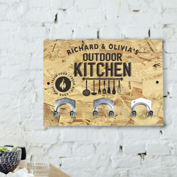 Personalised Outdoor Kitchen Sign With Hooks, 7 of 9