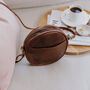 Leather Circle Shoulder Bag, Distressed Brown, thumbnail 3 of 6