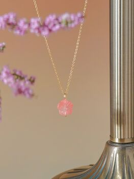 Carved Botan Cherry Quartz Necklace, 6 of 9