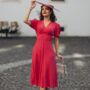 Dolores Dress In Lipstick Red Vintage 1940s Style, thumbnail 2 of 2