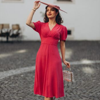 Dolores Dress In Lipstick Red Vintage 1940s Style, 2 of 2