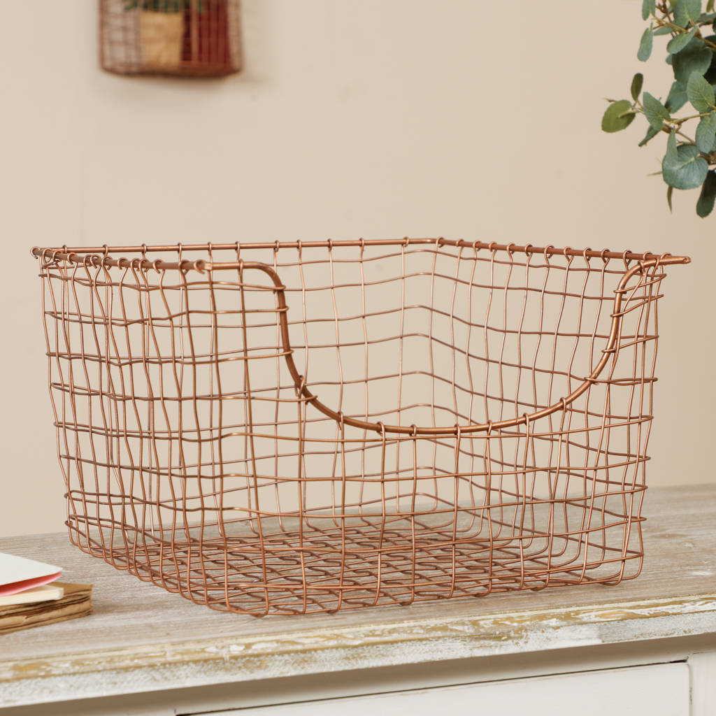 Contemporary Copper Wire Storage Basket By Dibor