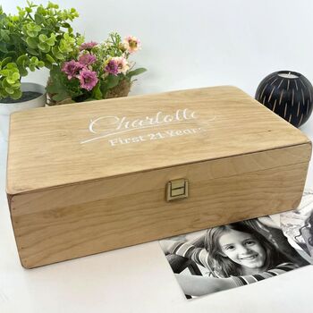 Personalised 21st Birthday Wooden Keepsake Box, 5 of 10