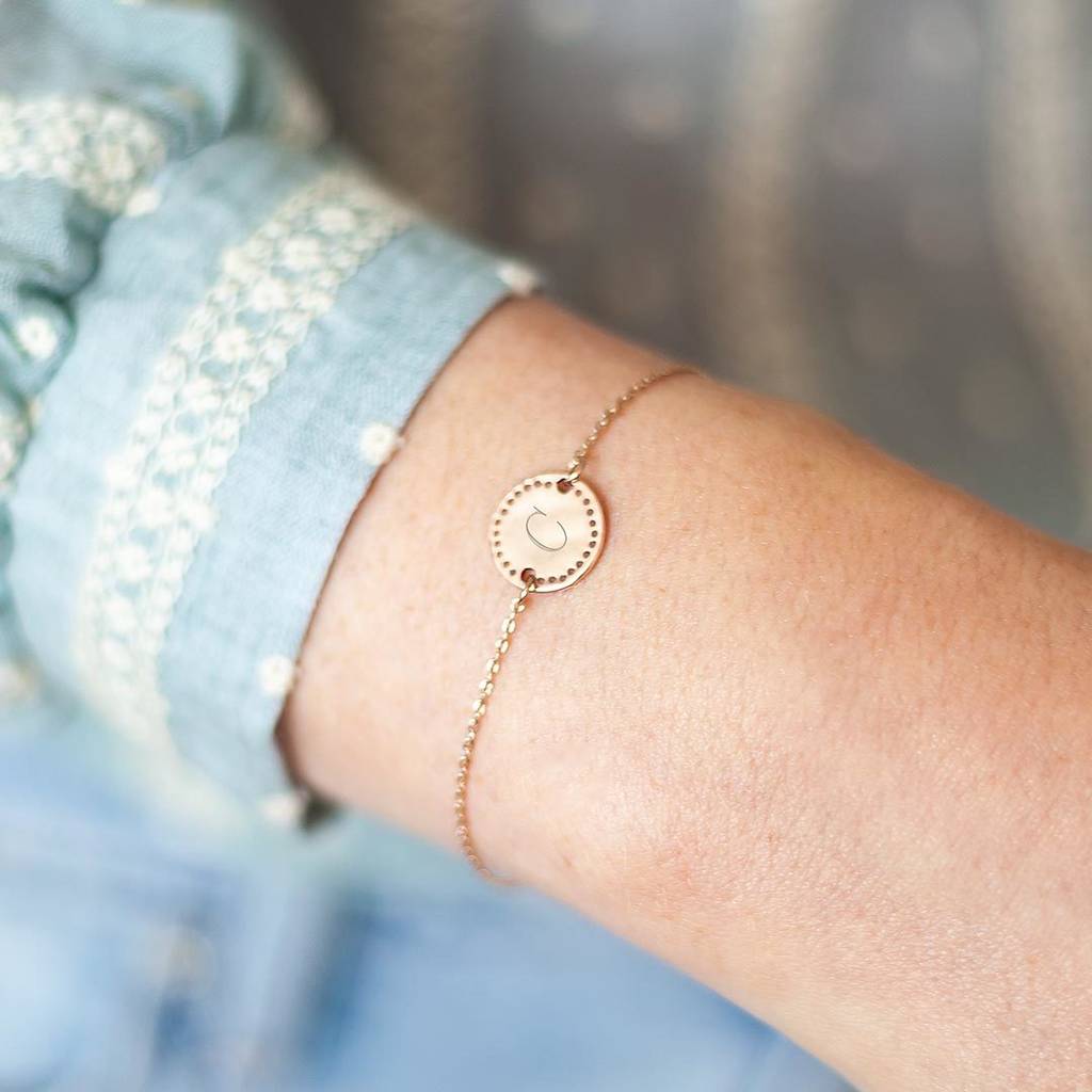 Delicate Initial Disc Personalised Bracelet By Bloom Boutique