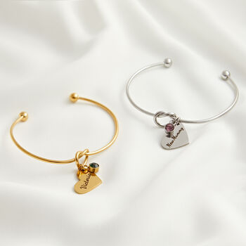 Personalised Heart Knot Gemstone Bangle Gift, 2 of 8