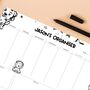 Personalised Black And White Animals A4 Weekly Desk Pad, thumbnail 2 of 2