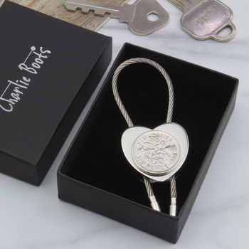 Personalised 1964 60th Birthday Sixpence Heart Keyring, 6 of 7
