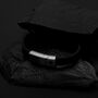 Black Minimalistic Leather Bracelet With Custom Engraving, thumbnail 2 of 8