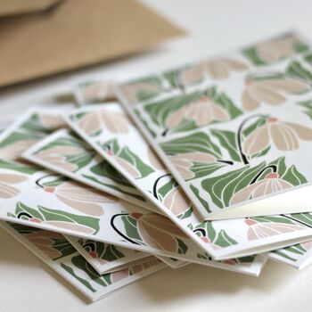 Winter Linocut Snowdrop Notecards Set Of Eight, 2 of 5