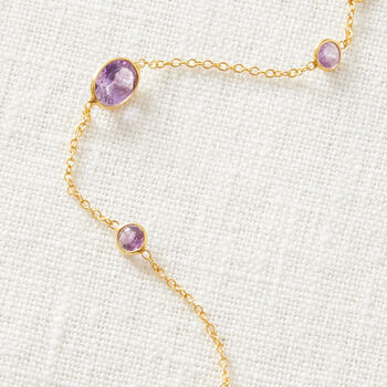 Amethyst Pebble Gold Plated Silver Chain Necklace, 3 of 11
