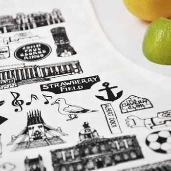 Liverpool Illustrated Black And White Apron, 2 of 9