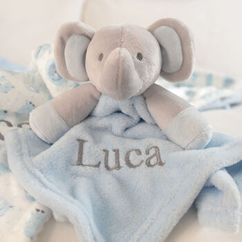 Personalised Elephant Comforter And Animal Sherpa Blanket Set, 9 of 12