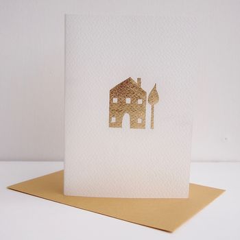 Handmade Gold Leaf New Home House Card, 6 of 8