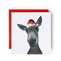 Sirus The Donkey Red Hat Christmas Card, thumbnail 1 of 7
