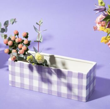 Stoneware Gingham Planter, 2 of 3