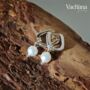 Sterling Silver Natural Pearl Oval Huggie Hoop Earrings, thumbnail 2 of 3